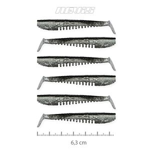 Shad Nevis Impulse 6.3cm 6/pac Argintiu-Sclipici