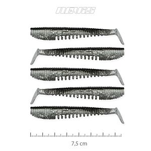 Shad Nevis Impulse 7.5cm 5/pac Argintiu-Sclipici