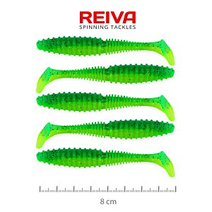 Shad Reiva Zander Power 8cm 5buc/pac.Verde-Sclipici