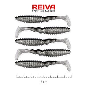 Shad Reiva Zander Power 8cm 5buc/pac. Argintiu-Sclipici